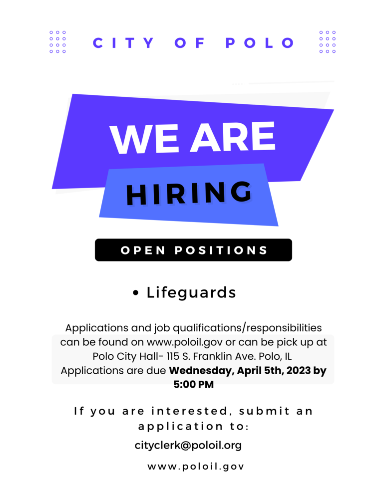 Hiring for lifeguards Applications due 4/5/23